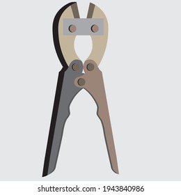 Metall scissors cutter on grey background