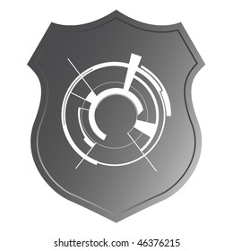 metall shields with abstract techno illustration A