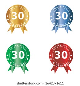 Metallic 30 years partner sticker, icon