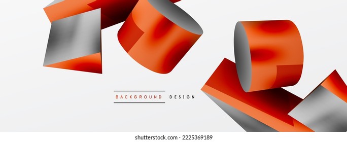 Metallic 3d shape vector geometric background. Trendy techno business template for wallpaper, banner, background or landing