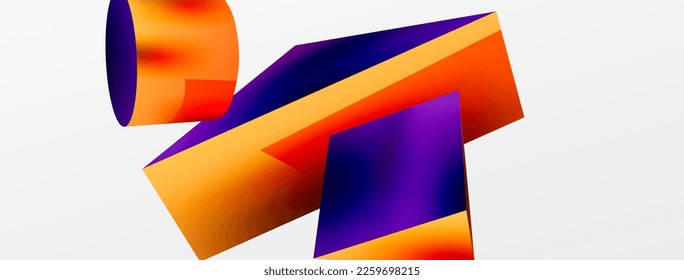Metallic 3d shape vector geometric background. Trendy techno business template for wallpaper, banner, background or landing