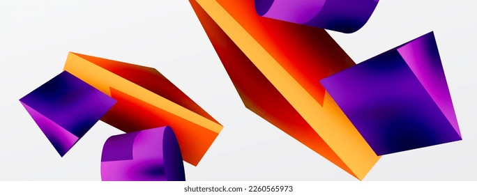 Metallic 3d shape vector geometric background. Trendy techno business template for wallpaper, banner, background or landing