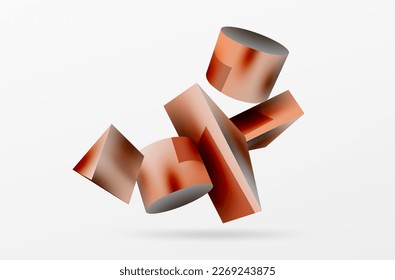 Metallic 3d shape vector geometric background. Trendy techno business template for wallpaper, banner, background or landing