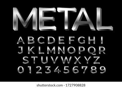 metallic 3d text effect alphabets and numbers