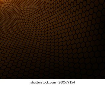 Metallic abstract backdrop with hexagon grid texture 