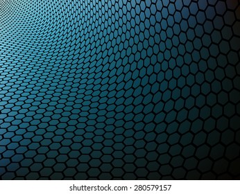 Metallic abstract backdrop with hexagon grid texture 