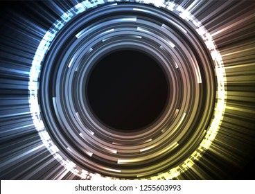metallic abstract circle background, digital overlap layer line, simple technology design template, vector illustration