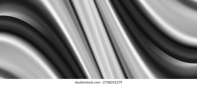 Metallic abstract wavy liquid background. 3d render illustration