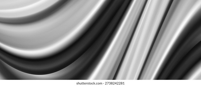 Metallic abstract wavy liquid background. 3d render illustration