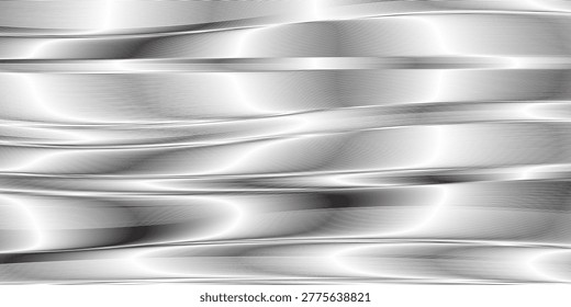 Metallic abstract wavy liquid background. 3d render illustration