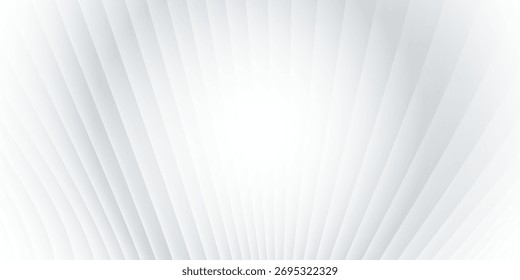 Metallic abstract wavy stripes background. Shiny metal striped surface. Abstract futuristic white silver architecture background. Modern design with wavy pattern. Futuristic interior concept.