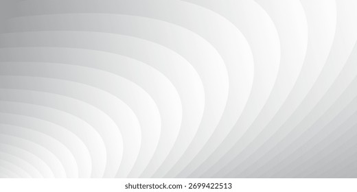 Metallic abstract wavy stripes background. Shiny metal striped surface. Abstract futuristic white silver architecture background. Modern design with wavy pattern. Futuristic interior concept.