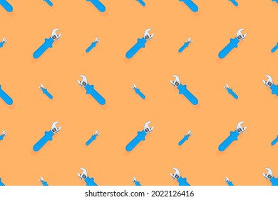 Metallic adjustable wrenches seamless pattern. Background information on the topic of repair or tools. 