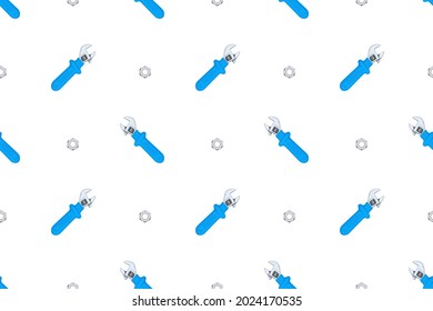 Metallic adjustable wrenches seamless pattern. Background information on the topic of repair or tools. 
