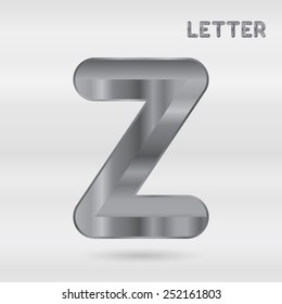 Metallic alphabet. Set of stainless 3d letters. Vector letter Z.