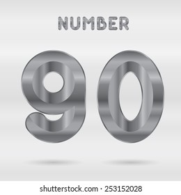 Metallic alphabet. Set of stainless 3d numbers. Vector digits 9 and 0.