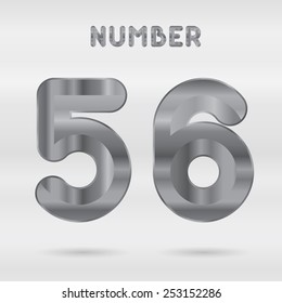 Metallic alphabet. Set of stainless 3d numbers. Vector digits 5 and 6.