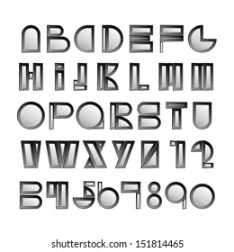 Metallic alphabet set - Vector illustration
