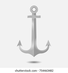 metallic anchor isolated on white background, object for design vector illustration flat
