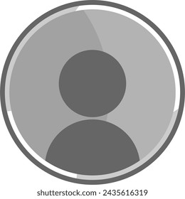 Icono de avatar metálico. Icono de perfil gris.