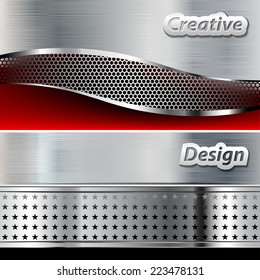 Metallic background. Abstract. Set. Illustration Vector. 