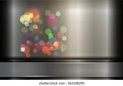 The  metallic background with banner and blurred circles