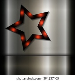 The metallic background with banner and lighting star