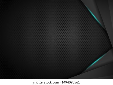 metallic background with blue shiny. Black Metal perforated background.