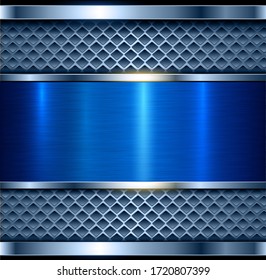 Metallic background blue, shiny metal elegant texture, vector illustration.