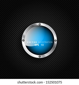 Metallic background with carbon texture and speech bubble