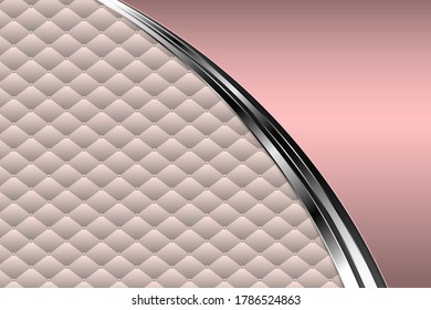 Metallic background. Elegant of pink and silver metal with upholstery modern design. Luxury for wedding, invitation or greeting card.