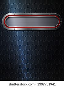 Metallic background with frame. For industrial and technology design. Vector illustration.