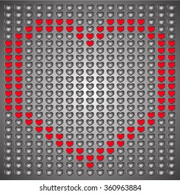 metallic background of hearts