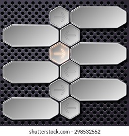 Metallic background. Infographics arrow. Vector Image Stock.