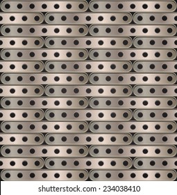 metallic background of long plates with holes in steampunk style. vector illustration