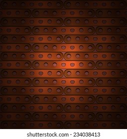 metallic background of long plates with holes in steampunk style. vector illustration