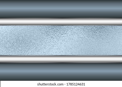   Metallic background. Luxury of blue and silver with glass texture. Elegant metal modern design.