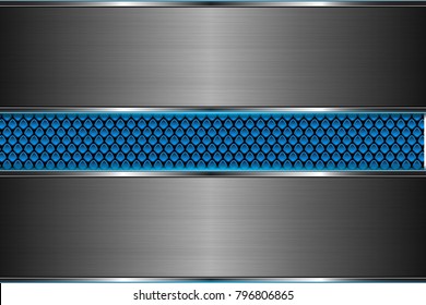 Metallic background, metal perforated texture, vector illustration