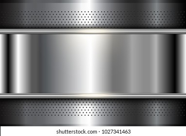 Metallic background polished steel texture, vector design.