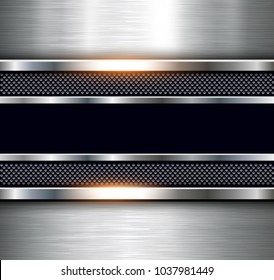 Metallic background polished steel texture, vector design.