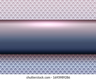 Metallischer Hintergrund, violetter Blau, 3D-Banner auf perforierter Textur, Vektorillustration-Illustration.