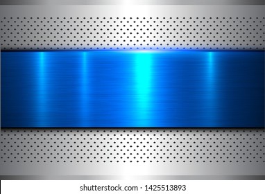 Metallic Background Silver Blue Polished Steel Stock Vector (Royalty ...