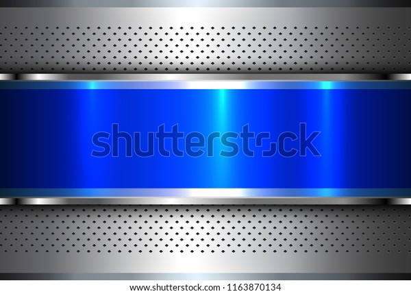 Metallic Background Silver Blue Polished Steel Stock Vector (Royalty