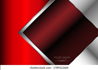 Metallic background.Red and silver with dark space.Arrow shape metal technology concept.