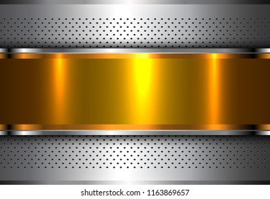 Oro plateado de fondo metálico, textura de acero pulido, diseño vectorial.