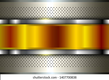 Metallic background silver gold, polished steel texture, vector design.