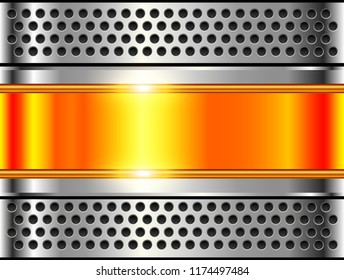 Metallischer Hintergrund, silberfarbene, polierte Stahlstruktur, glänzendes Vektordesign.