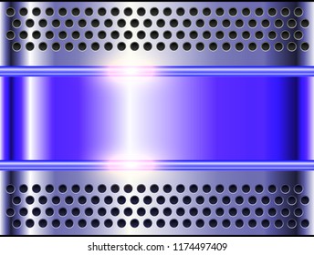 Metallic background silver purple, polished steel texture, shiny vector design.
