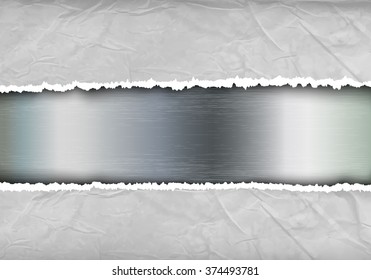 metallic background with torn paper and place for text