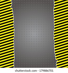 Metallic background with warning stripes